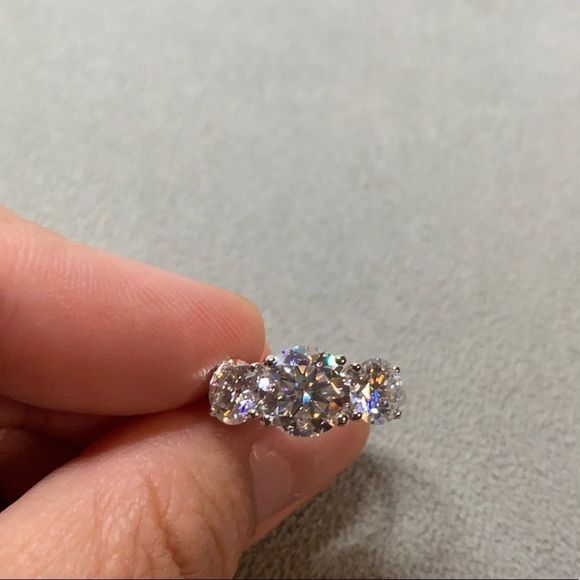 3pcs stone bridal engagement wedding ring - Picture 3 of 16